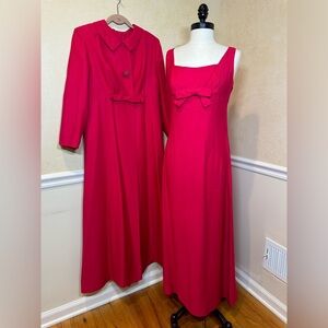 Vintage Handmade Hot Pink/Fuchsia Jacket and Gown Formal Dress Set